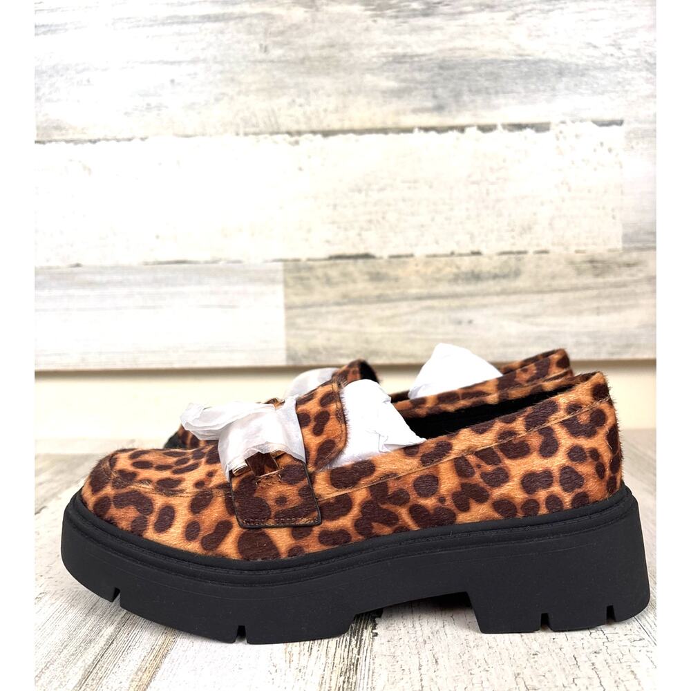 ALDO Mazey Leopard Print Chunky Platform Loafers Womens 6.5 Statement Chic